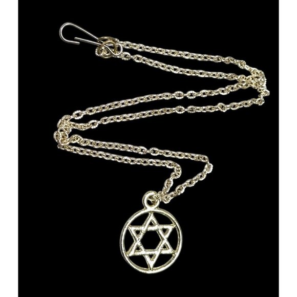 Star Of David Gold Tone Pendant  Necklace - Picture 1 of 6